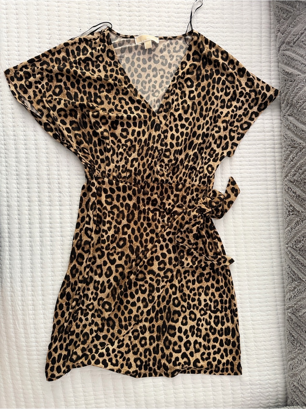 Leopard Print Wrap Dress - Tan & Black